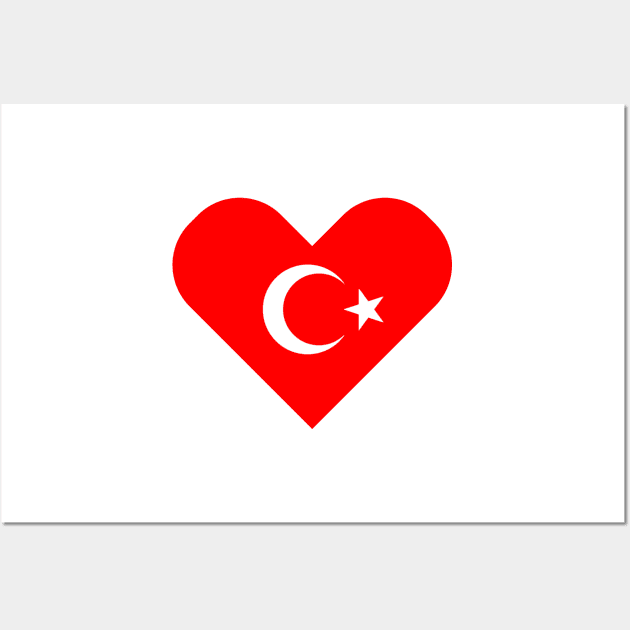 Turkey flag heart shape design sticker - Turkish flag heart with moon and star Wall Art by mrsupicku